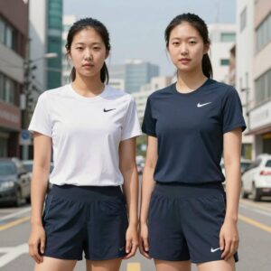 나이키 여성 래쉬가드 상의와 하의 착용 모습