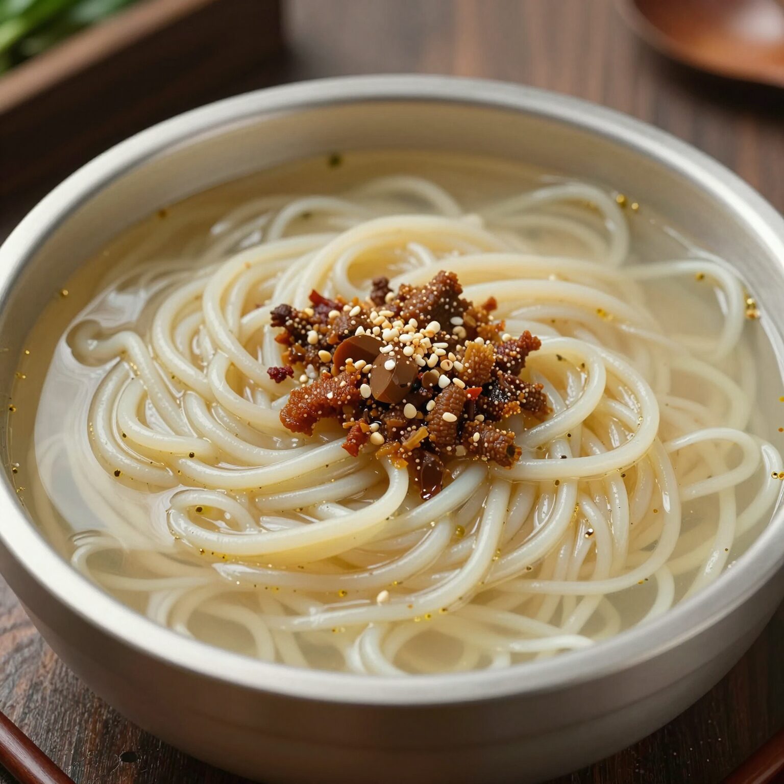 농심 메밀소바 완성 접시에 담긴 모습