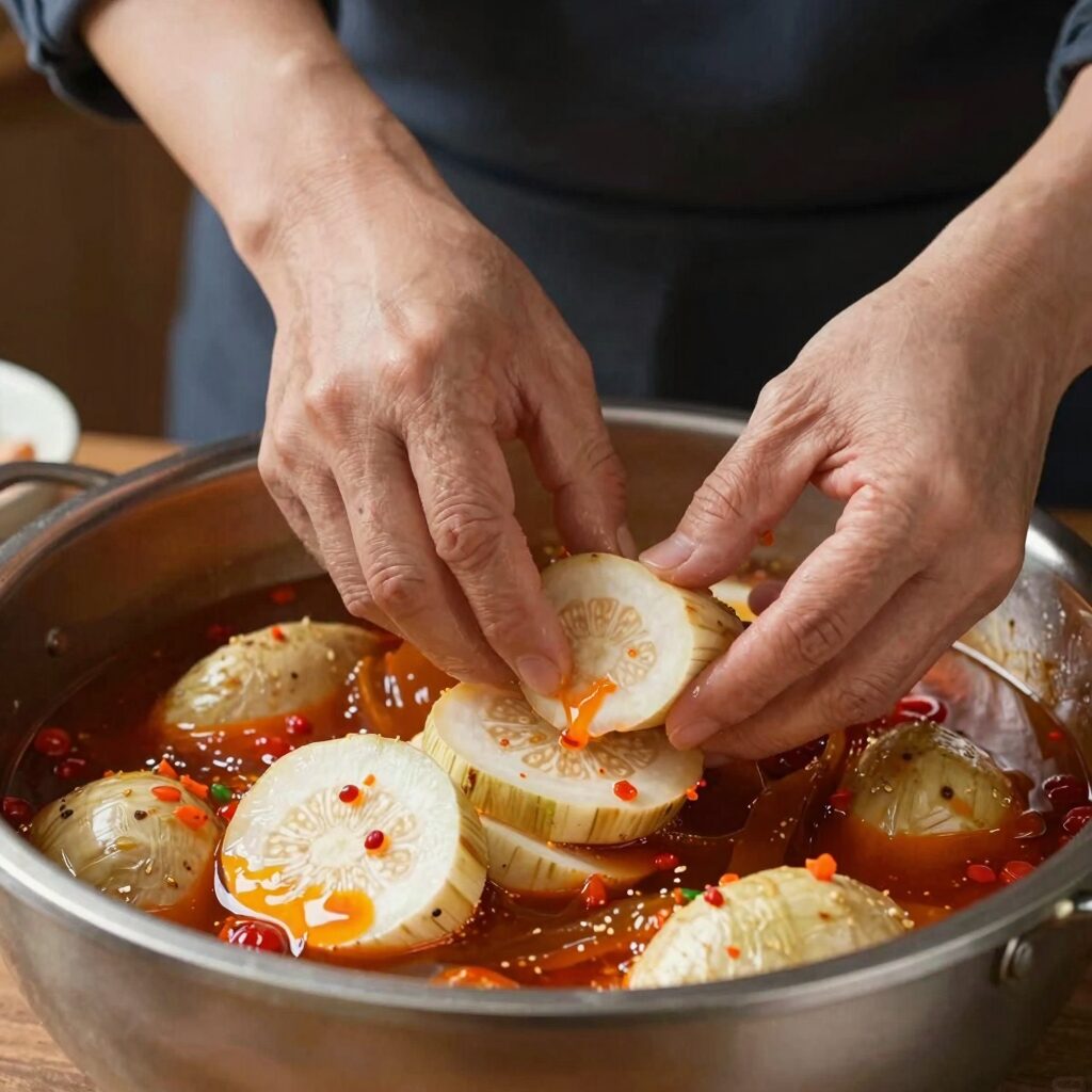 백종원 양파장아찌 만드는 과정 재료 손질과 소스 끓이기