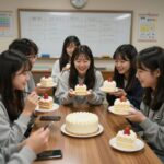 종강파티 알차게 보내는 꿀팁 종강파티에서 학생들이 케이크를 들고 웃고 있는 모습