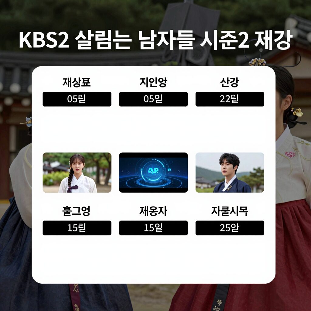 KBS2 살림하는 남자들 시즌2 재방송 시간표 안내 이미지
