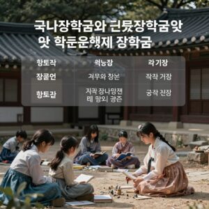 국가장학금과 근로장학금 및 학점은행제 장학금의 학점 기준을 표로 정리한 이미지
