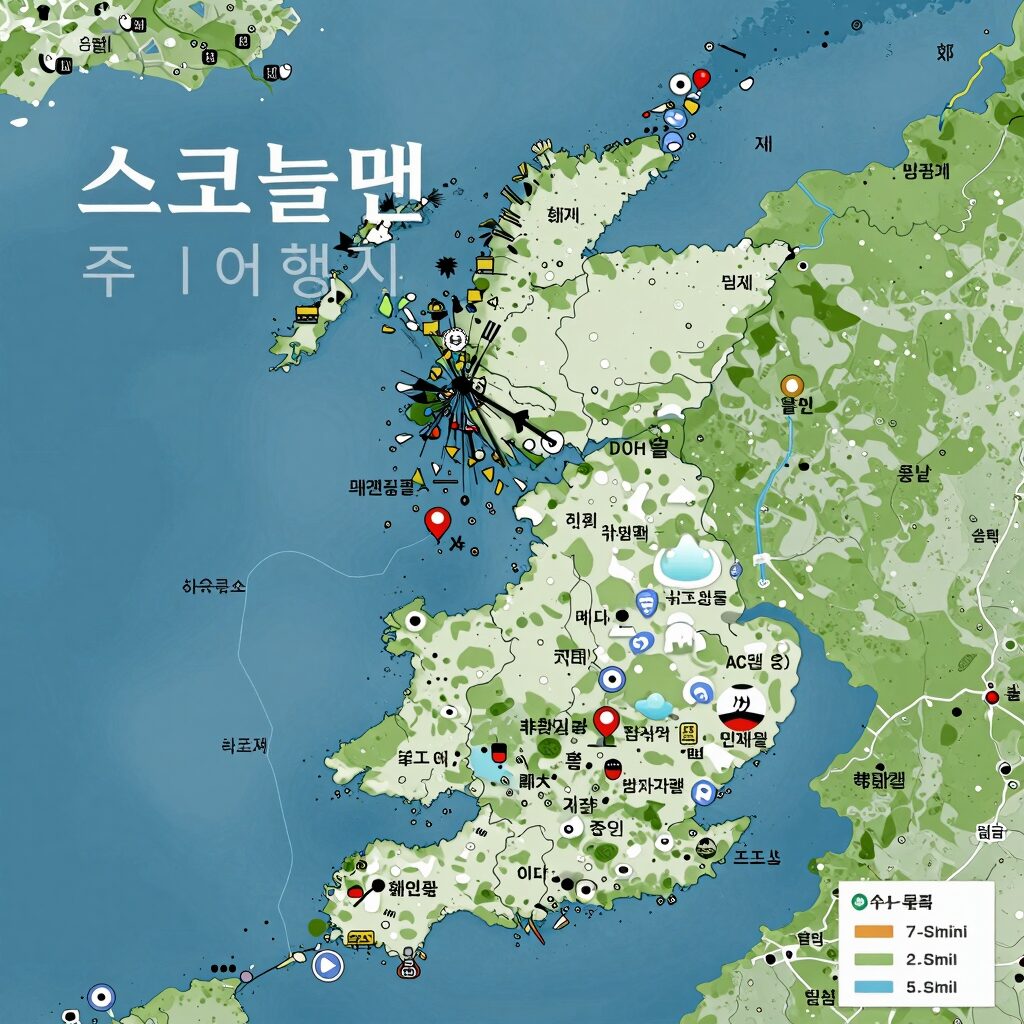 스코틀랜드 지도 주요 여행지 표시