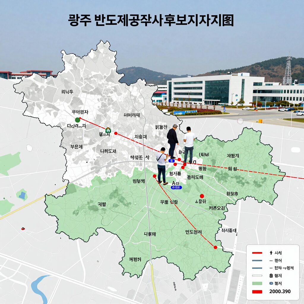 광주 반도체공장 부지 후보지 비교 지도