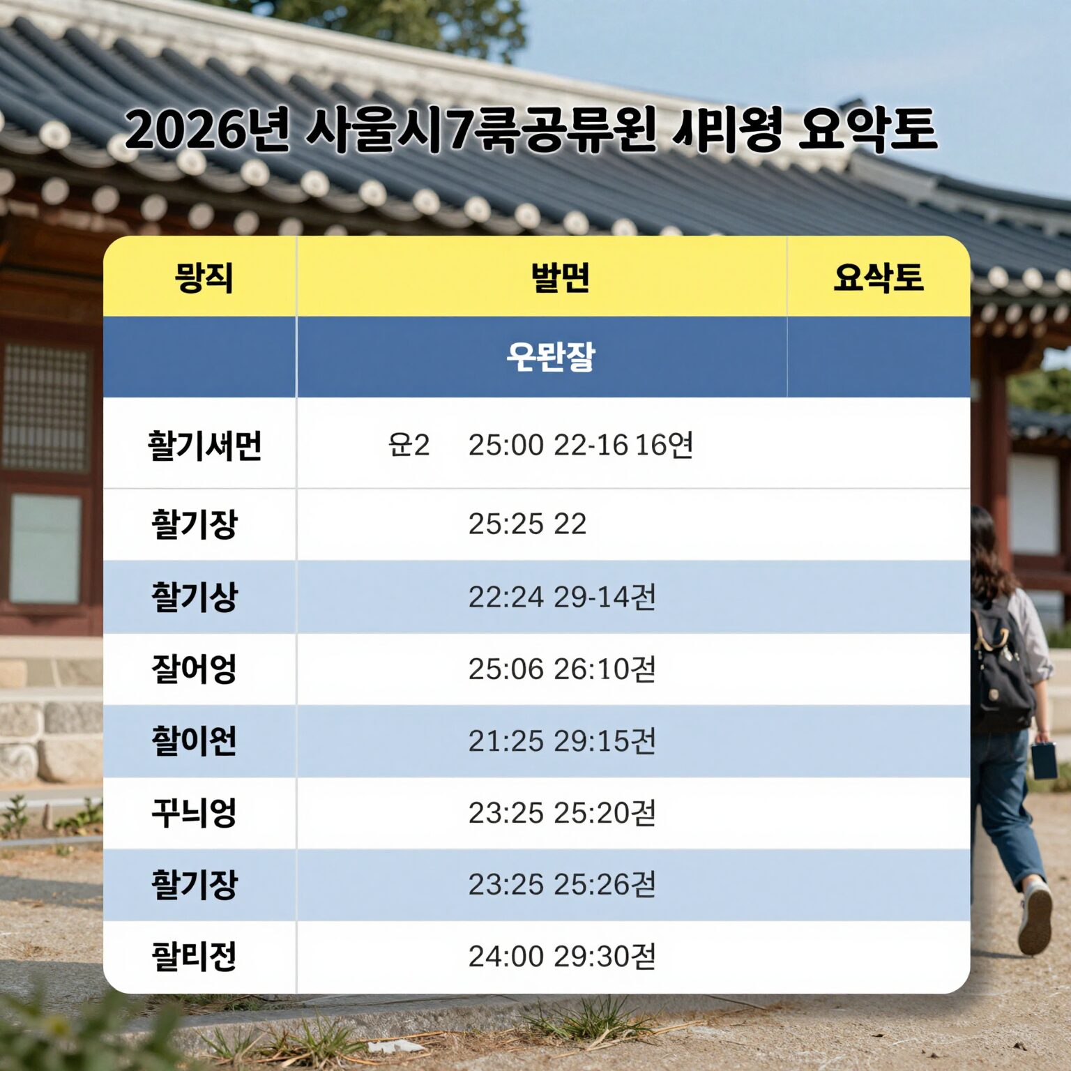 2026년 서울시 7급 공무원 시험일정 요약표와 필기시험 준비 방법을 담은 이미지