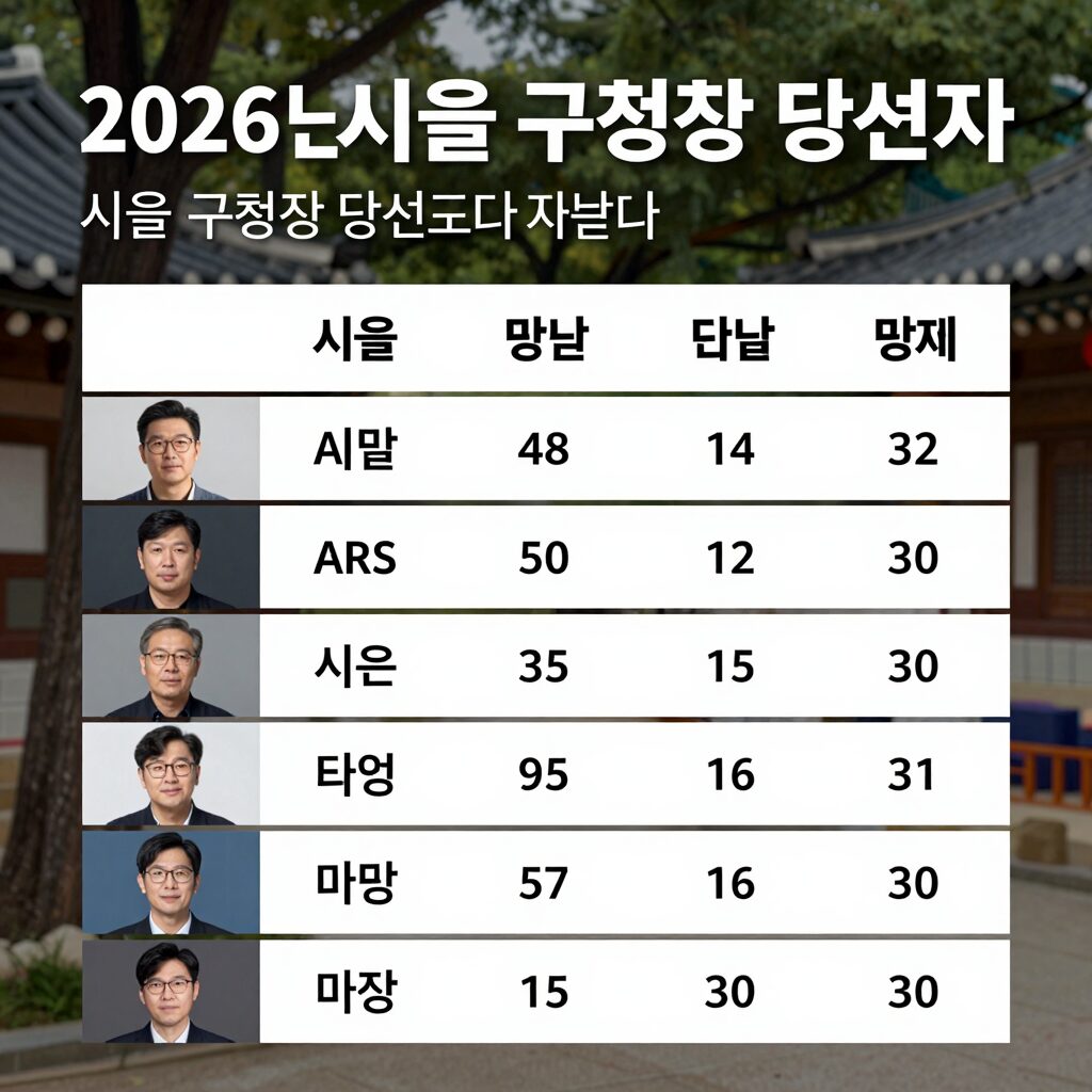 2026년 서울 구청장 당선자 명단 표 이미지