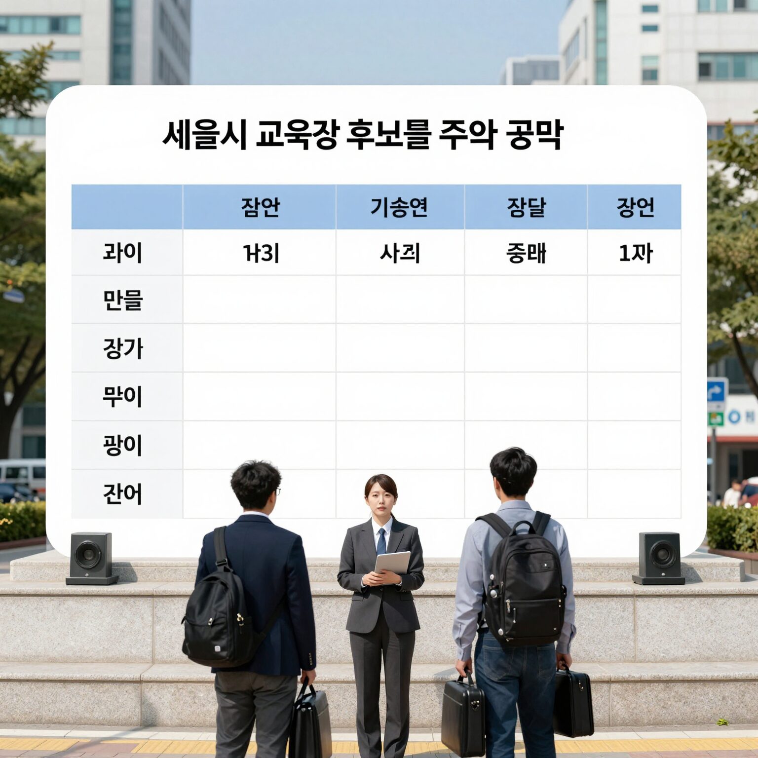 서울시 교육감 후보들의 주요 공약을 비교한 표가 담긴 이미지