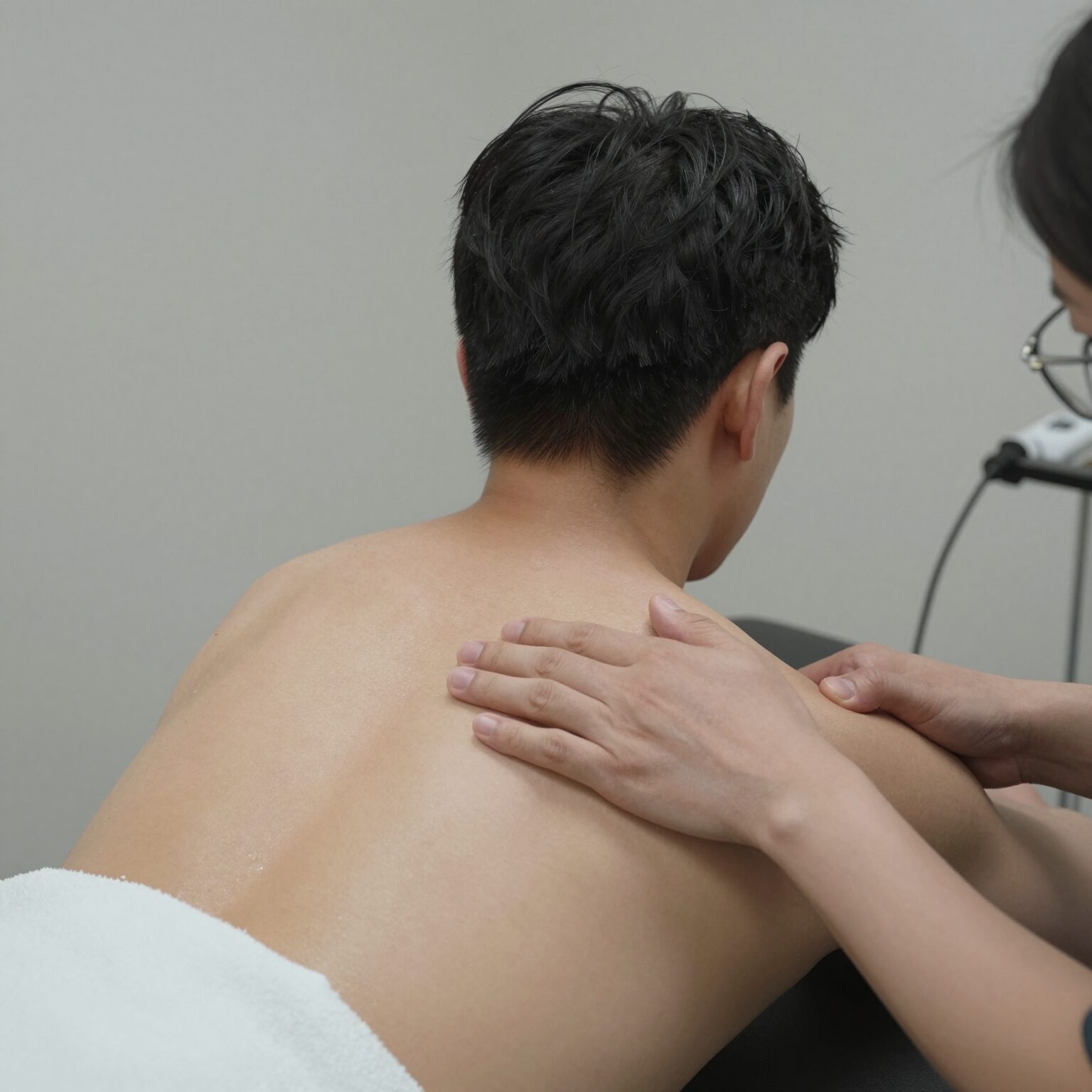 어깨 도수치료 받는 모습