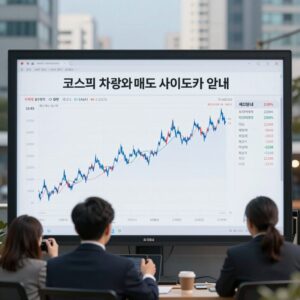 코스피 급락 차트와 매도 사이드카 발동 안내 화면