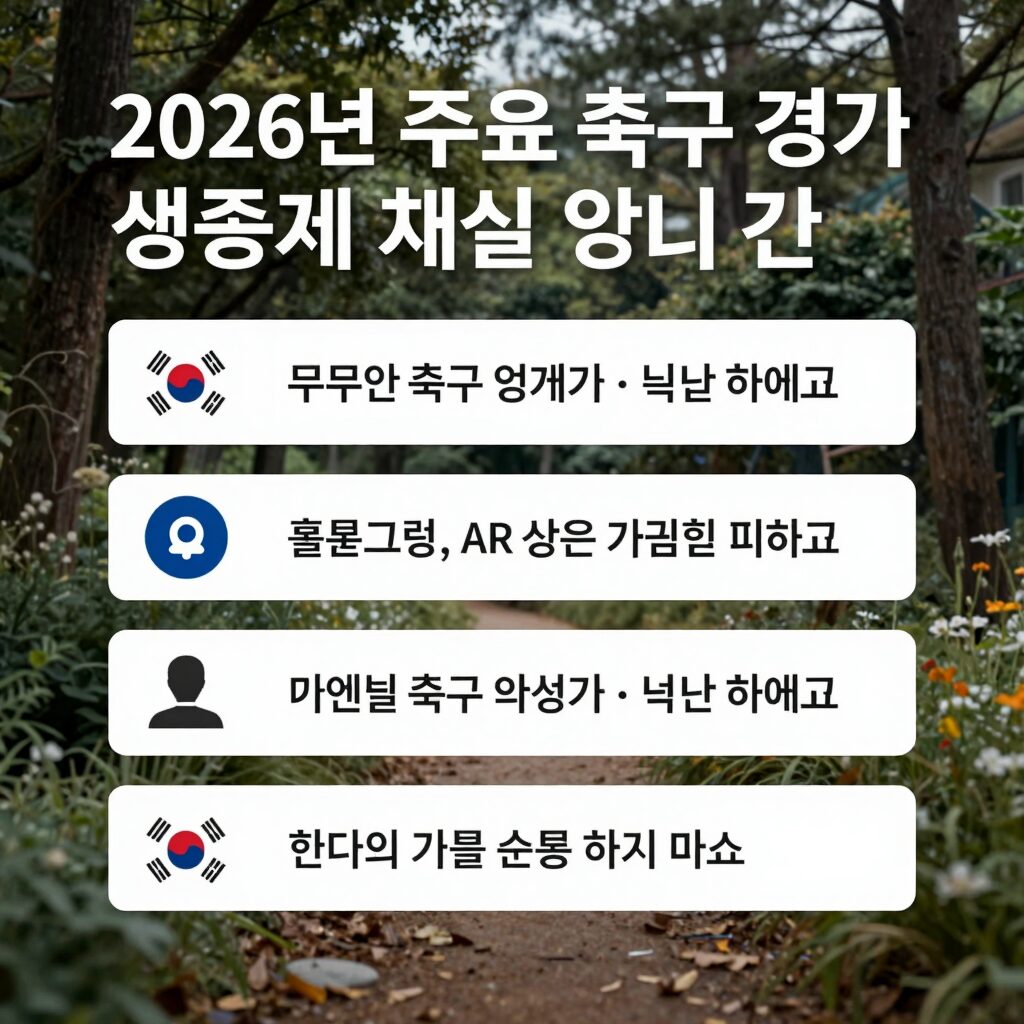 2026년 주요 축구 경기 생중계 채널 정보와 시청 방법 안내 이미지