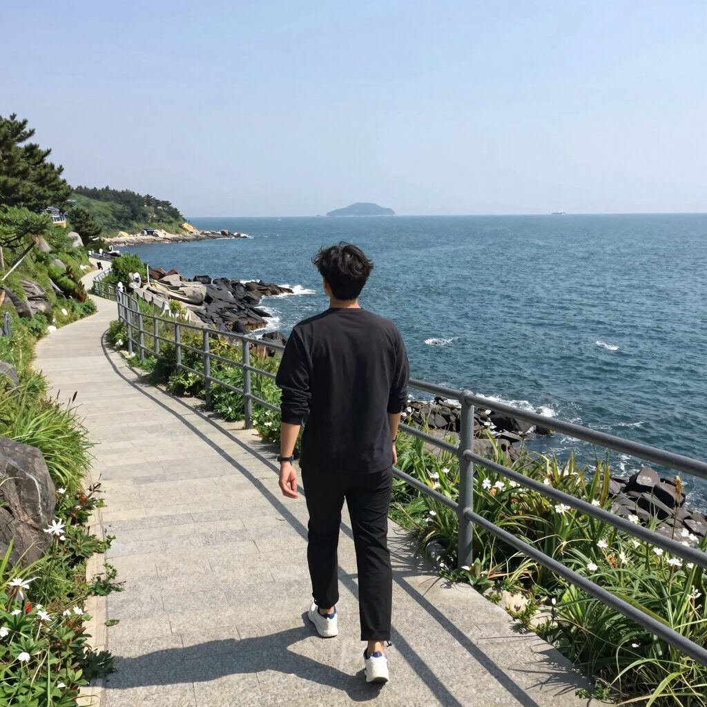 고성 송지호 바다하늘길 스카이워크에서 바라본 죽도와 동해바다 전경