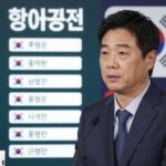 홍명보 감독이 남아공전 선발 명단 변화를 예고한 기자회견 사진