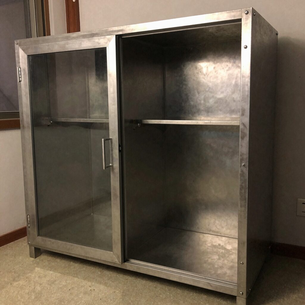 편안창고 내부 강철 보관함과 불연재 시공 모습