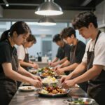 스트릿 레스토랑 파이터 1화 세트장에서 요리하는 참가자들