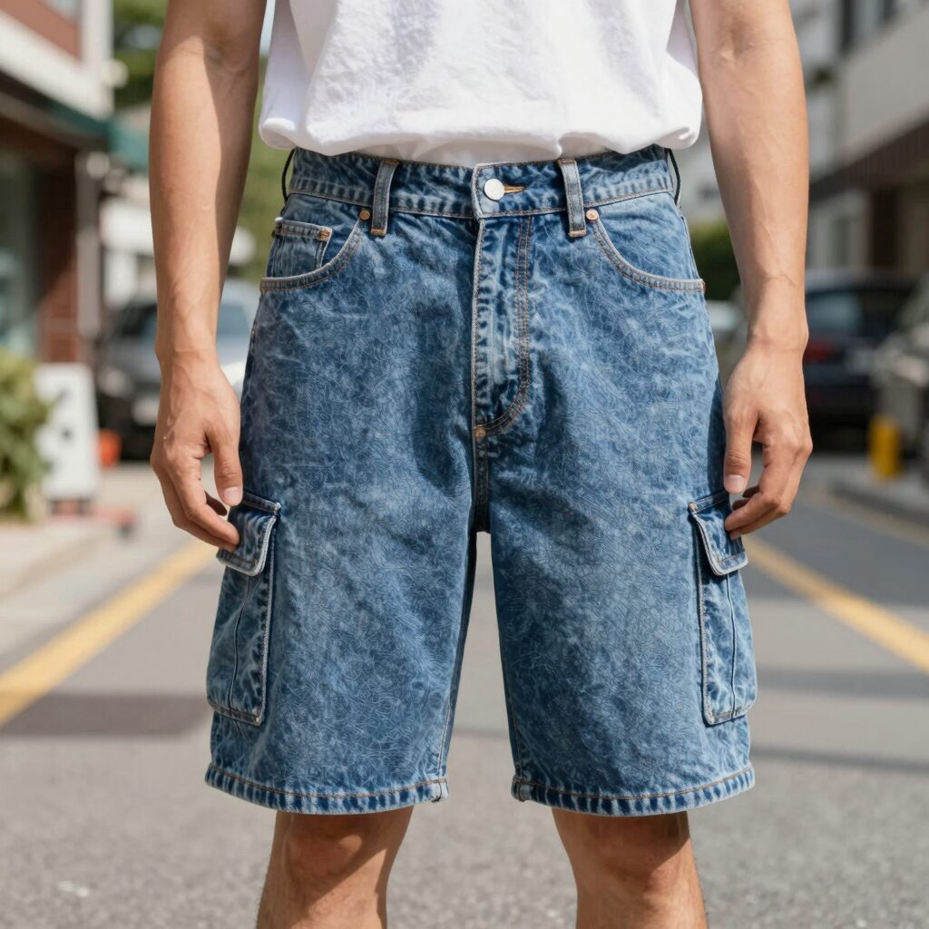 여름 남자 7부바지 스타일 버뮤다 데님 카고 비교