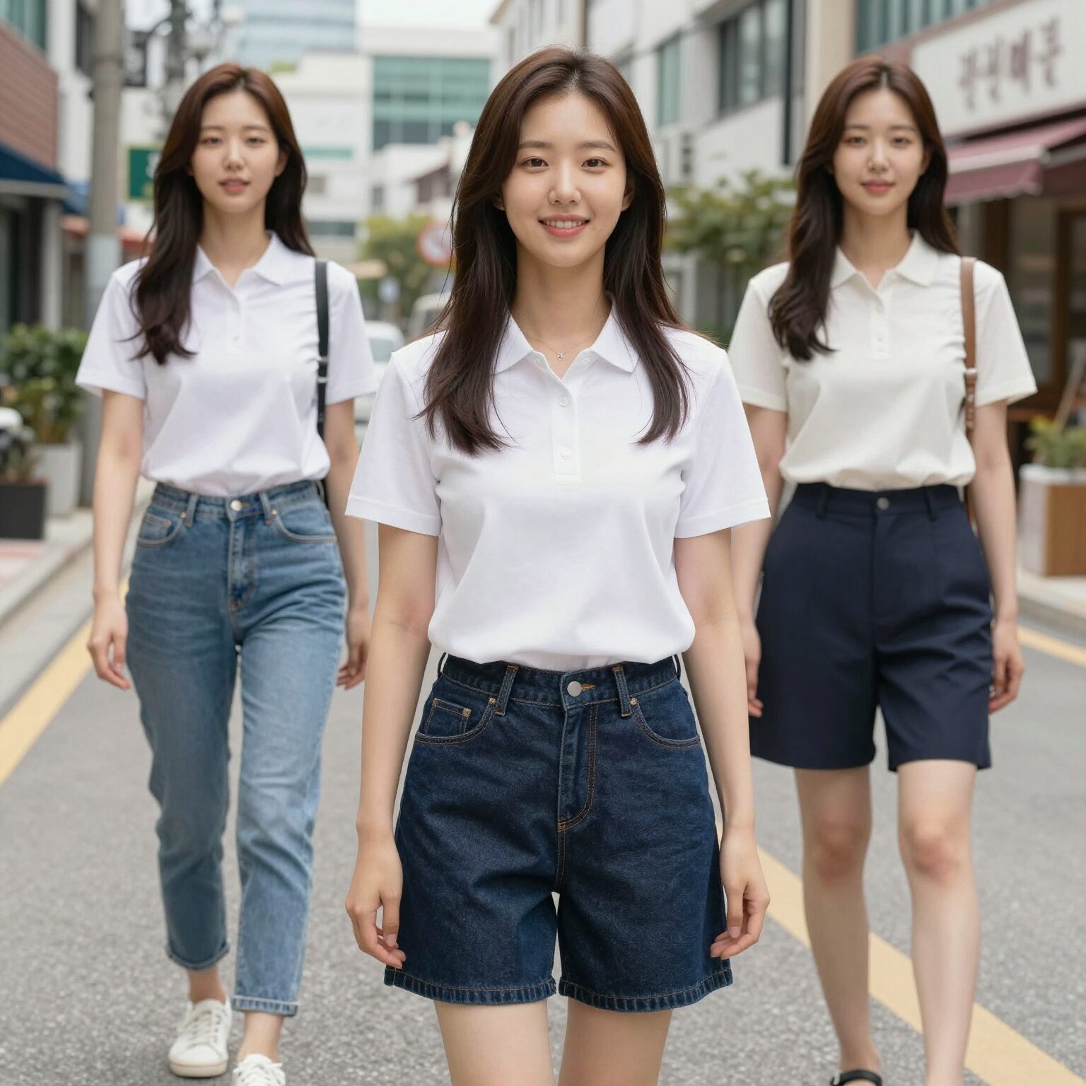 여름 여성 나시티 레이어드 스타일링 예시