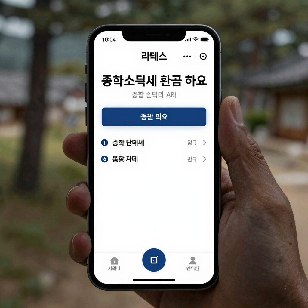 모바일 손택스 앱에서 종합소득세 환급 조회 화면