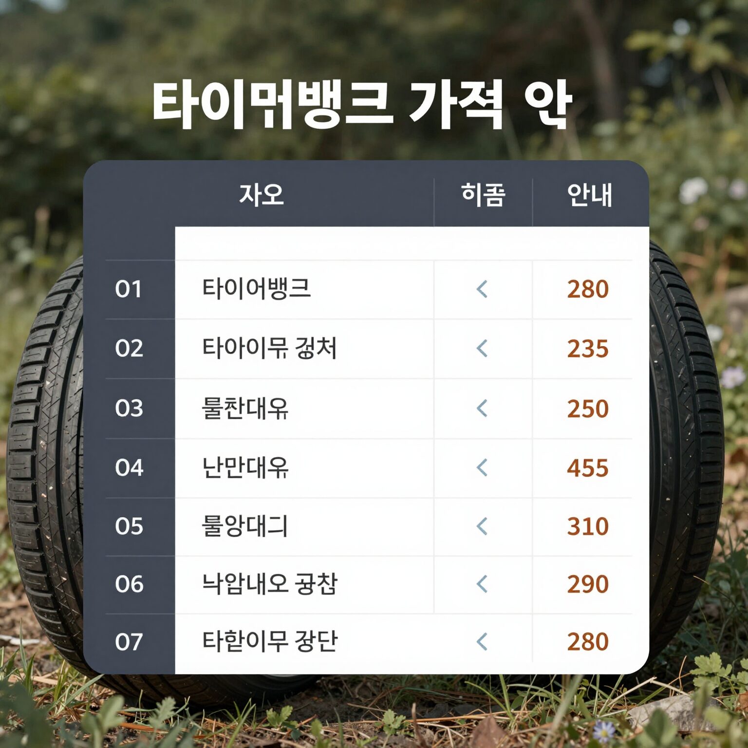 타이어뱅크 가격표 비교와 프로모션 혜택 안내 차량 타이어 교체 비용 절약 방법
