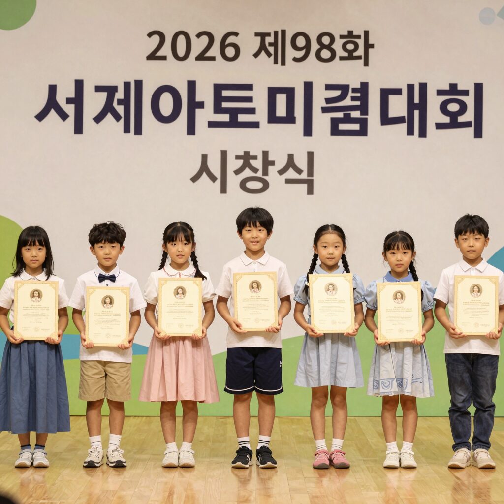 2026 제98회 세계아동미술대회 시상식에서 상을 받는 어린이들의 모습