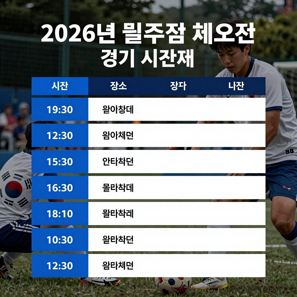 2026년 월드컵 체코전 경기 시간과 장소를 보여주는 일정표 그래픽