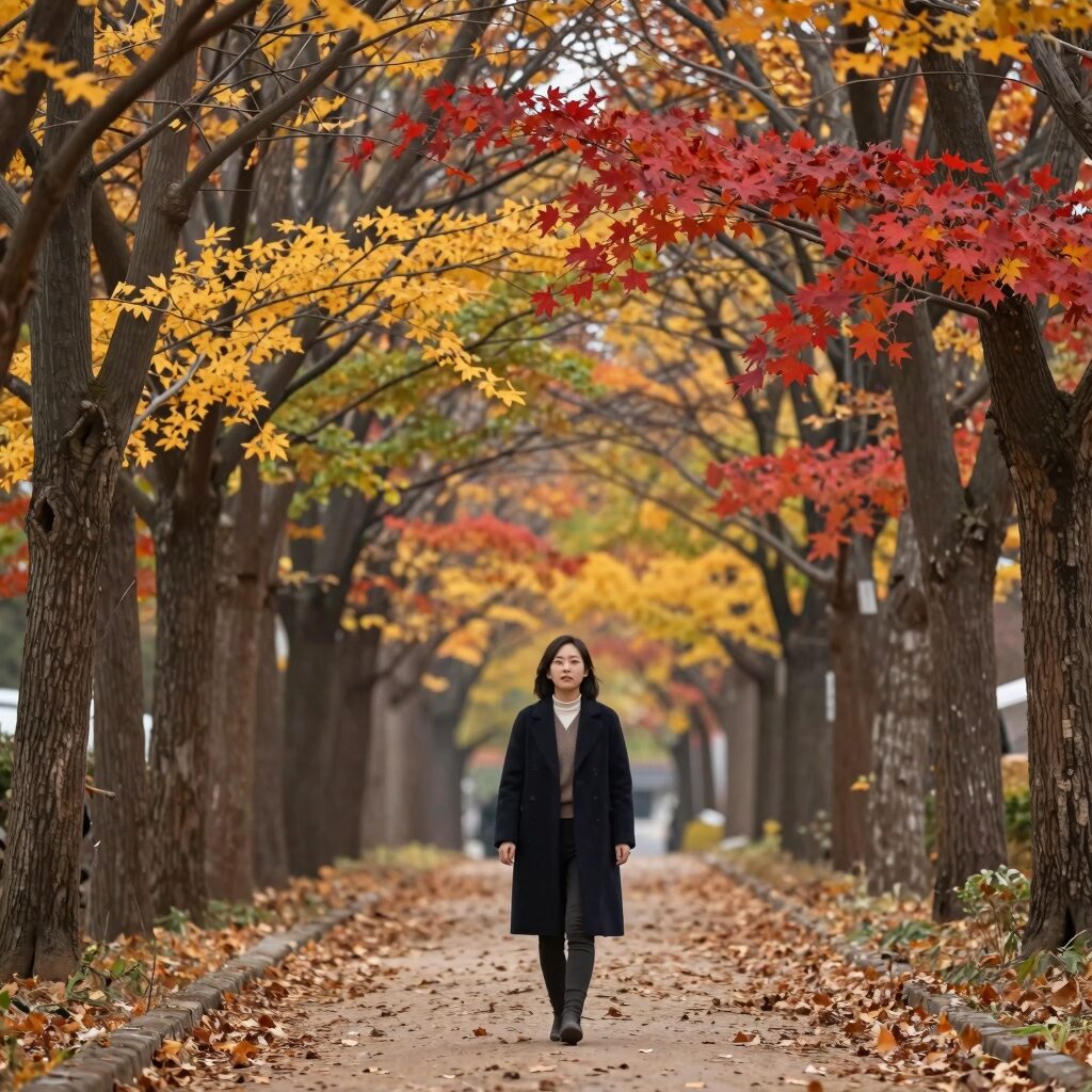 심우면 연리리 은행나무길 가을 단풍