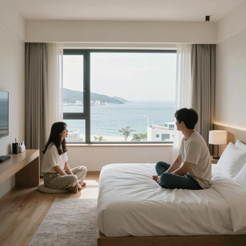 여수 밀로스 풀빌라 오션뷰 침실