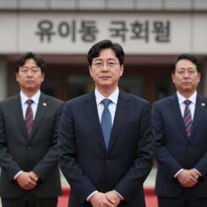 유의동 국회의원이 국회 본청 앞에서 인사하는 모습