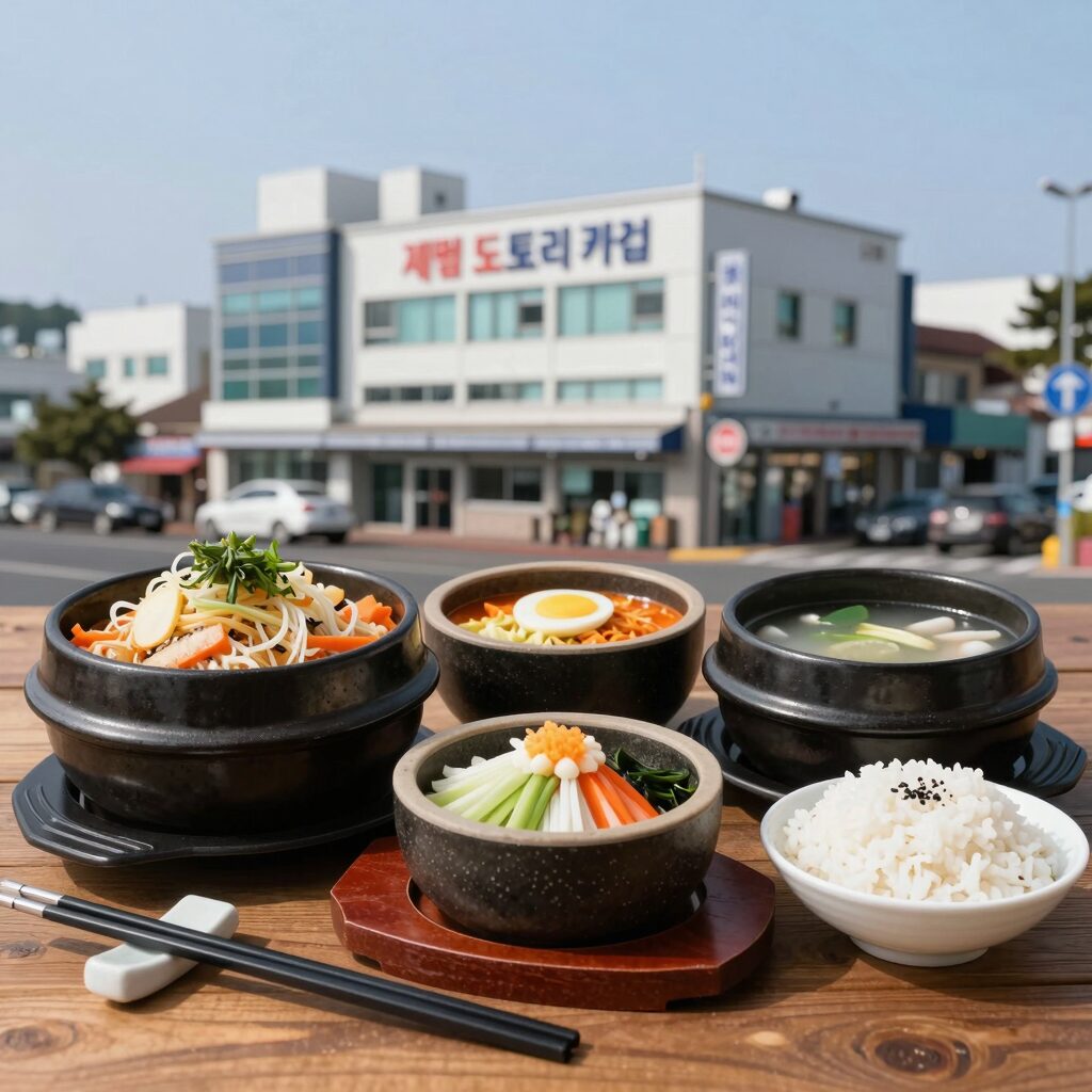제주 도토리키친 본점에서 먹은 청귤소바와 톳유부초밥 세트 사진