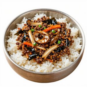가지 볶음밥 완성 접시에 담긴 모습