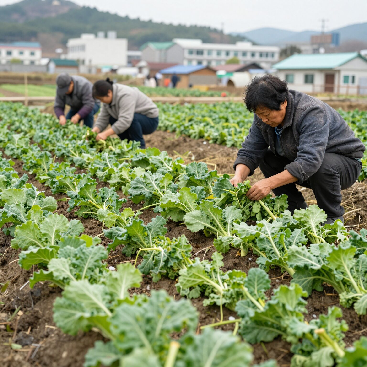 남부지방에서 재배한 김장무 솎아내기 후 건강하게 자라는 모습