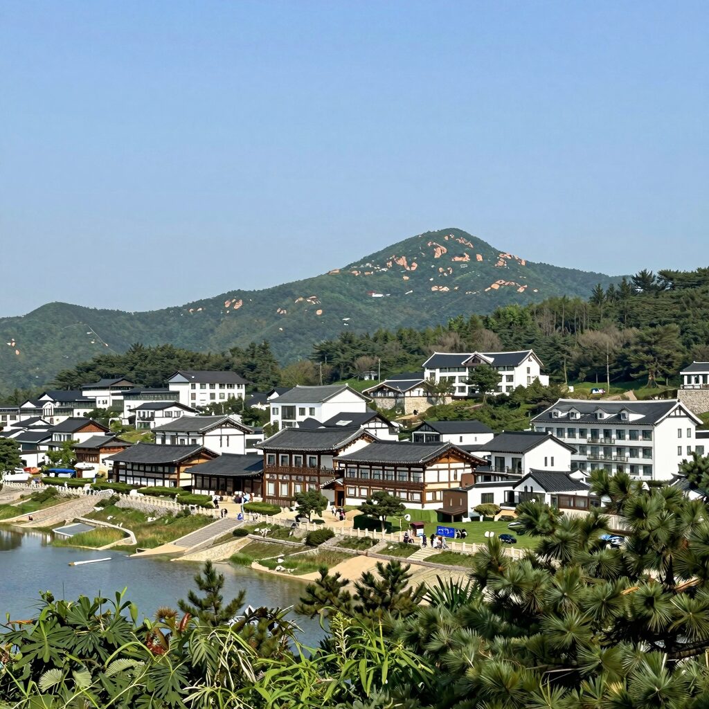 하동 비바체리조트 스위트더블룸에서 바라본 하동호와 지리산 풍경