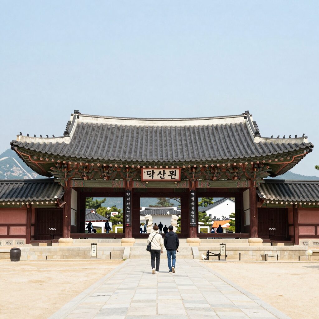낙산사 입구 전경과 안내판 모습