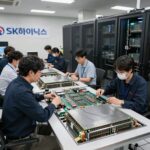 SK하이닉스 HBM 반도체 칩과 AI 데이터센터 연결 개념 이미지