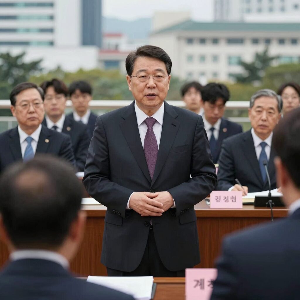 조정식 국회의장이 기자간담회에서 개헌 구상을 설명하는 모습