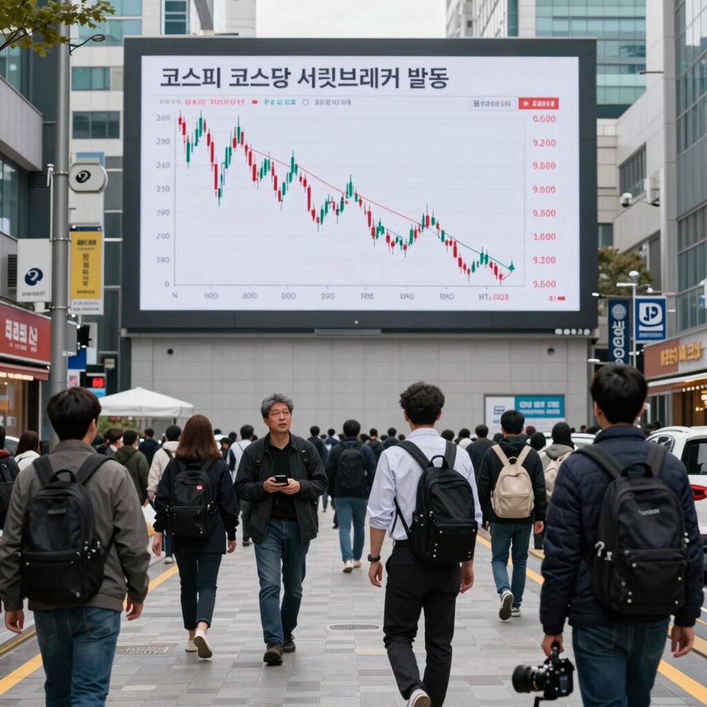 코스피 코스닥 서킷브레이커 발동 당시 급락장 상황을 보여주는 차트 이미지