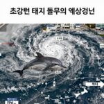 초강력 태풍 돌핀의 위성 사진과 예상경로 표시