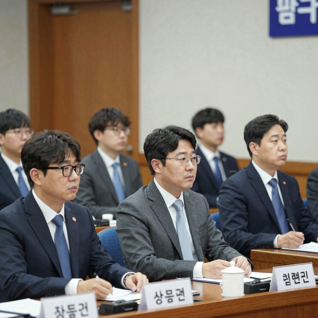 윤용근 국회의원 정몽규 문자 논란 관련 청문회 장면