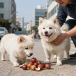 강아지 복숭아 급여 시 씨와 껍질 제거하는 방법을 보여주는 이미지