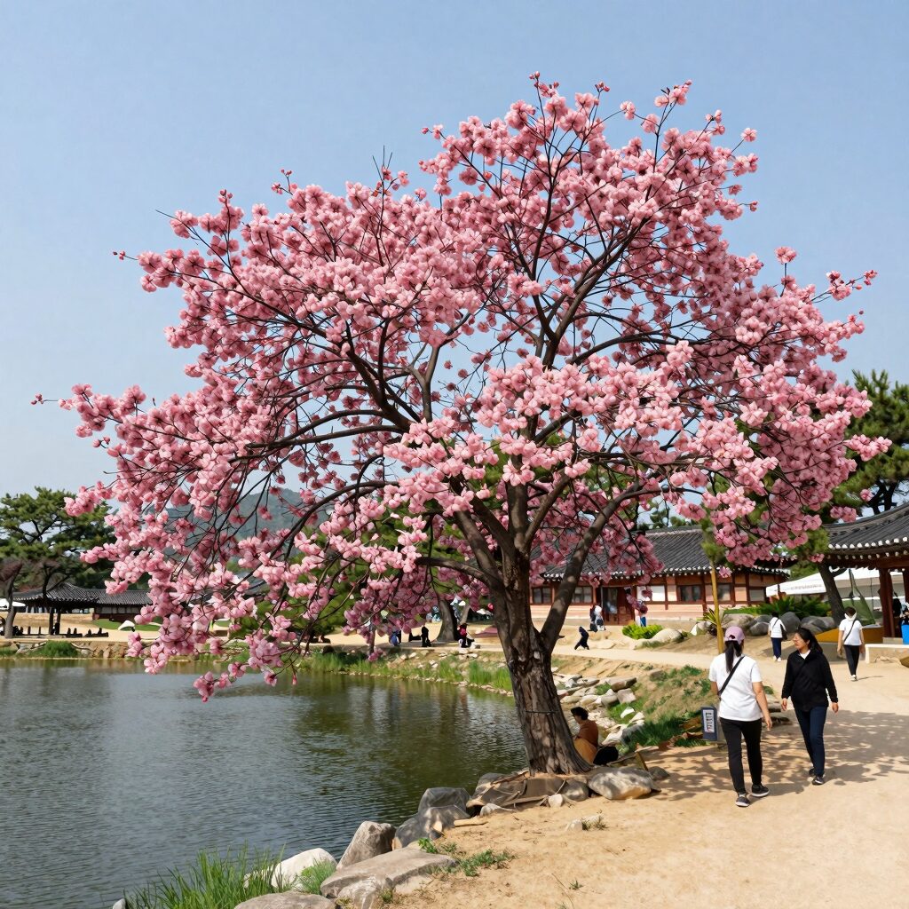 담양 명옥헌 원림의 배롱나무와 연못 풍경, 여름철 분홍빛 꽃이 장관을 이루는 명소