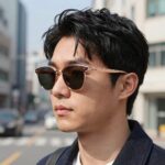 가벼운 20대 여자 선글라스 추천 라피스센시블레 나노 13g 에그 선글라스 로즈골드 착용 모습