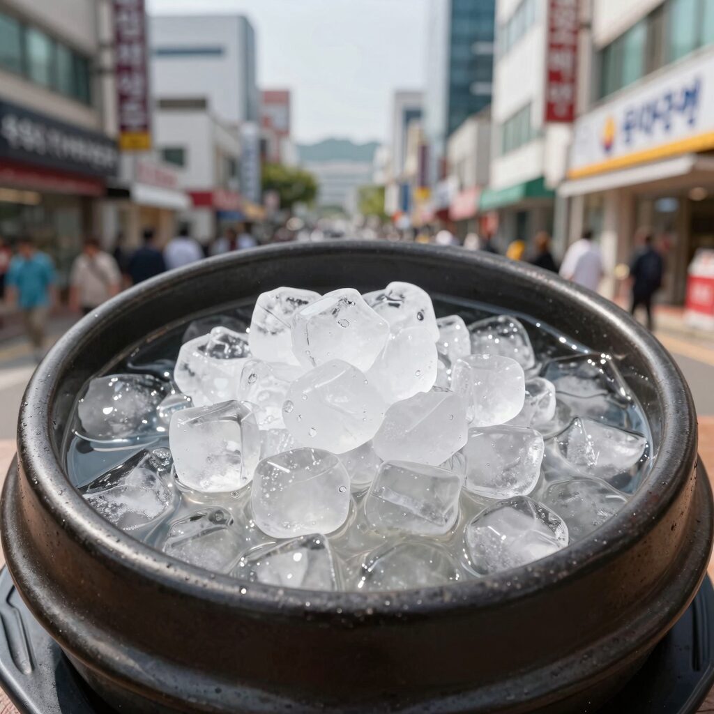 알토란 오이미역냉국 완성 그릇에 얼음 동동 띄운 사진