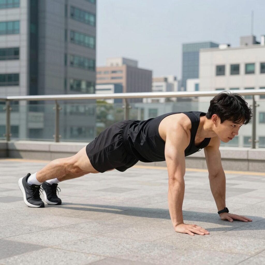 겨드랑이 살빼기 운동 스캐퓰라 푸시업 자세
