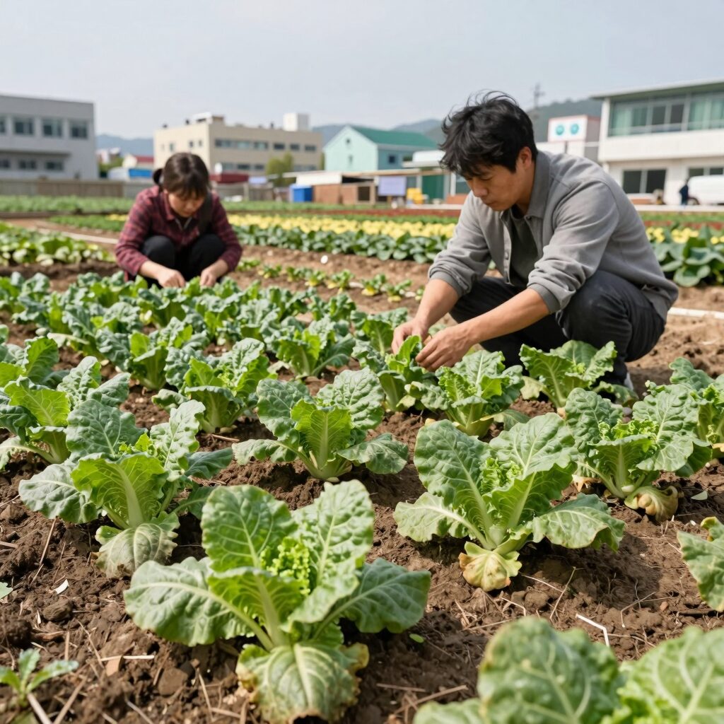 가을 상추 모종 심는 모습