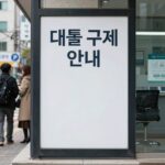 은행권 가계대출 조인다 금리인상과 규제 강화 은행 창구 앞에 대출 규제 안내문이 붙어 있는 모습, 가계대출 조인다는 분위기를 시각화