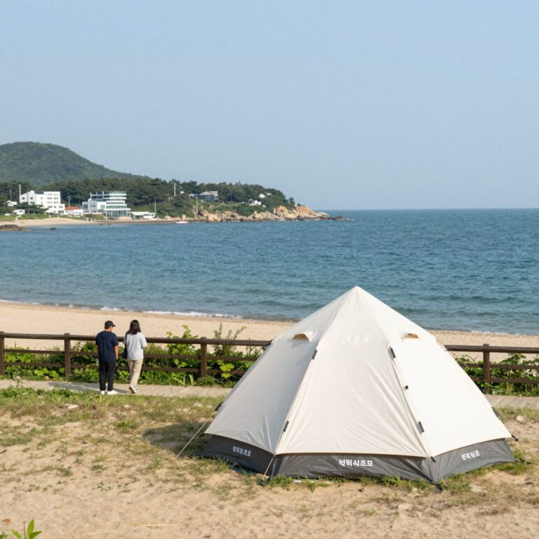 비토섬 신우리조트 글램핑 텐트 전경 바다뷰