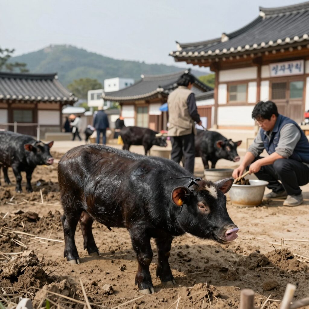 양산 중부동 천복집흑염소 매장 내부와 염소탕 수육 사진