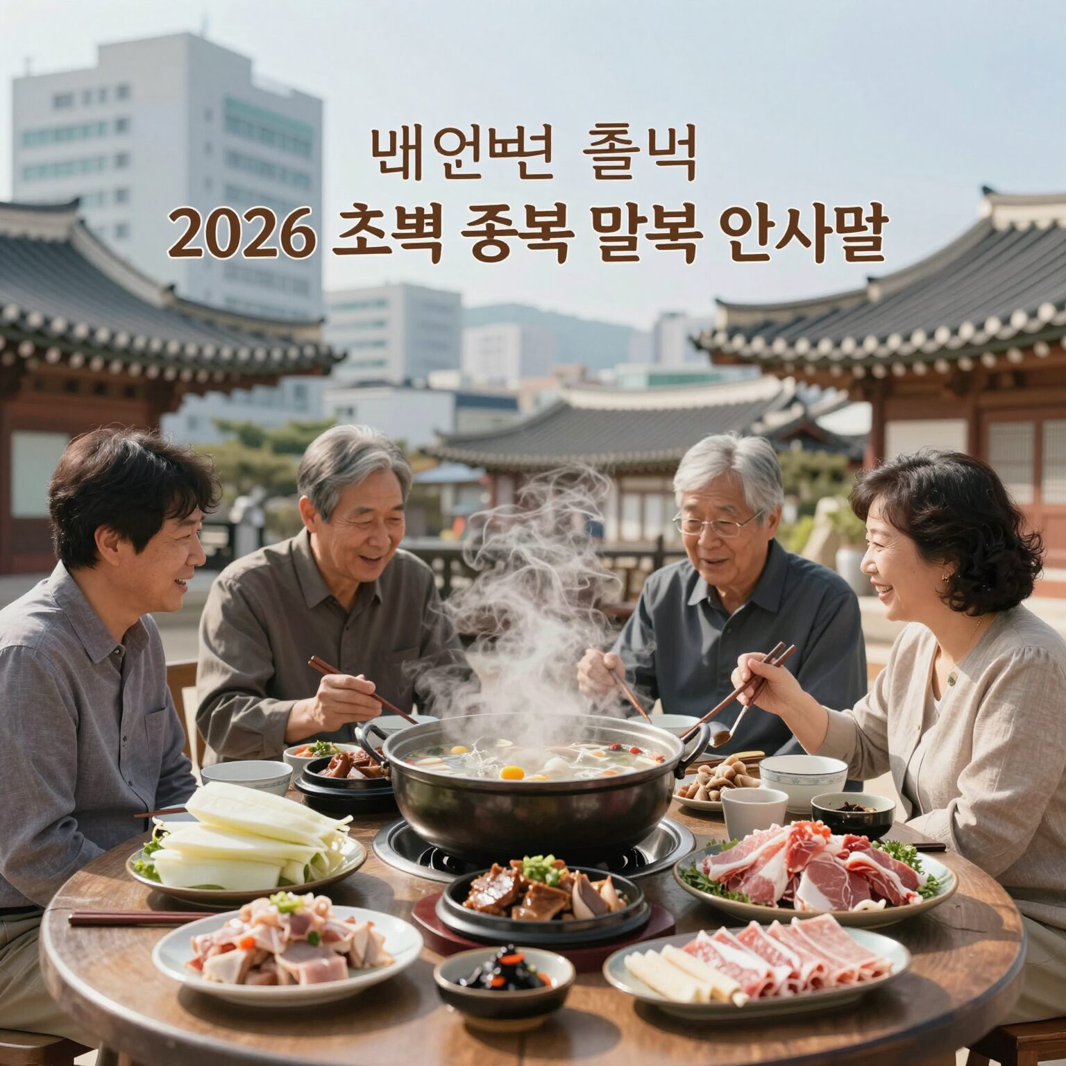 2026년 초복 중복 말복 인사말 이미지 삼계탕 수박 장어 보양식
