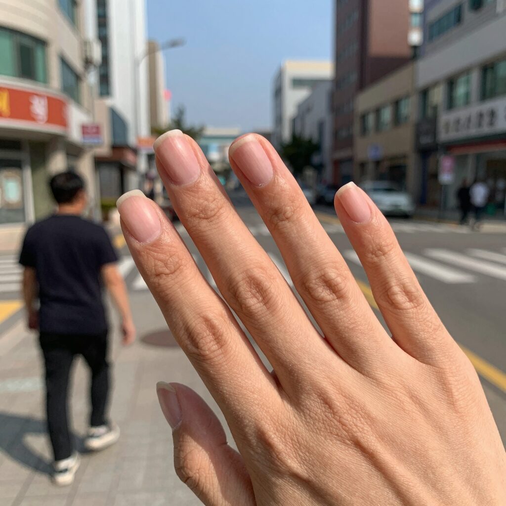 봉숭아 물들이기 완성된 손톱
