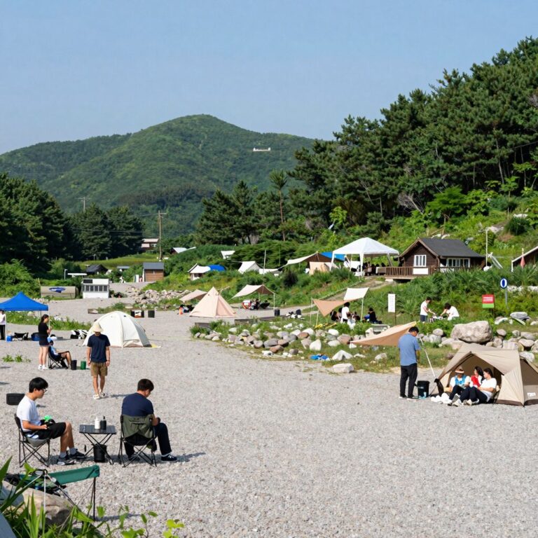 천안 호두나무 캠핑장 계곡 사이트에서 바라본 풍경