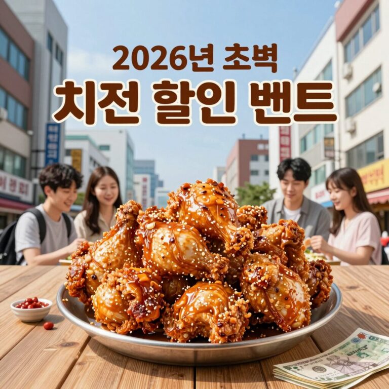 2026년 초복 치킨 할인 이벤트를 알리는 각 브랜드의 프로모션 포스터와 치킨 이미지